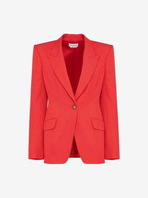 Alexander McQueen Women's Single-breasted Jacket in Lust Red
