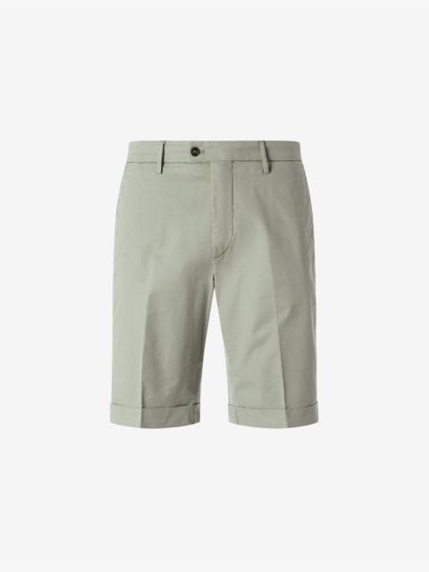 CORNELIANI Garment-dyed light green gabardine bermuda shorts