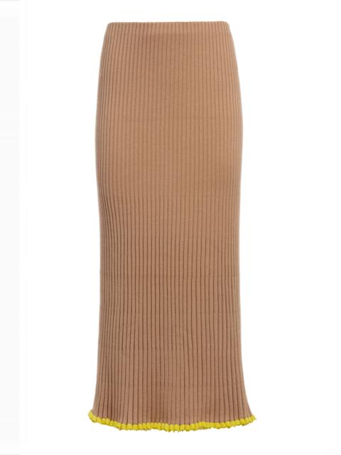 GABRIELA HEARST Kavya Knit Maxi Skirt in Camel Cashmere Silk