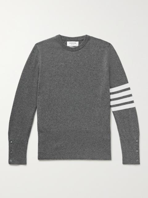 Thom Browne Slim-Fit Striped Grosgrain-Trimmed Cashmere Sweater