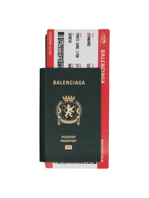 BALENCIAGA Green Passport Long 1 Ticket Wallet
