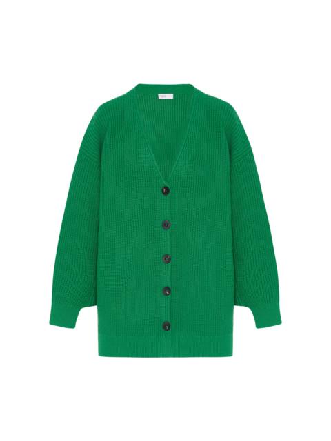 ROSETTA GETTY Rib-Paneled Wool-Cashmere Cardigan green