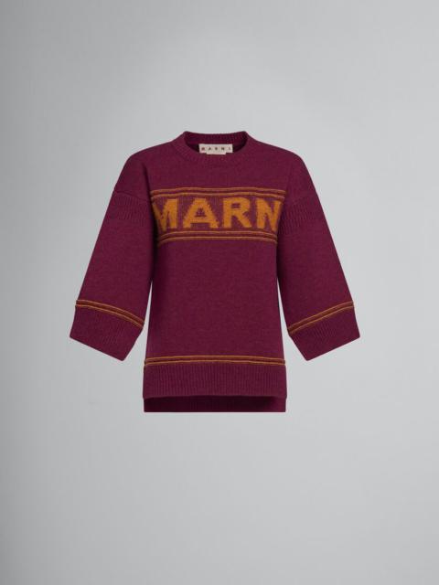 Marni RUBY RED WOOL SWEATER WITH LOGO