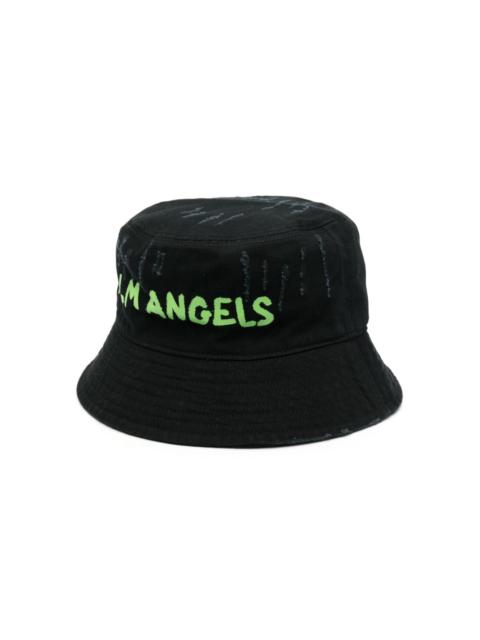 Palm Angels logo-print cotton bucket hat