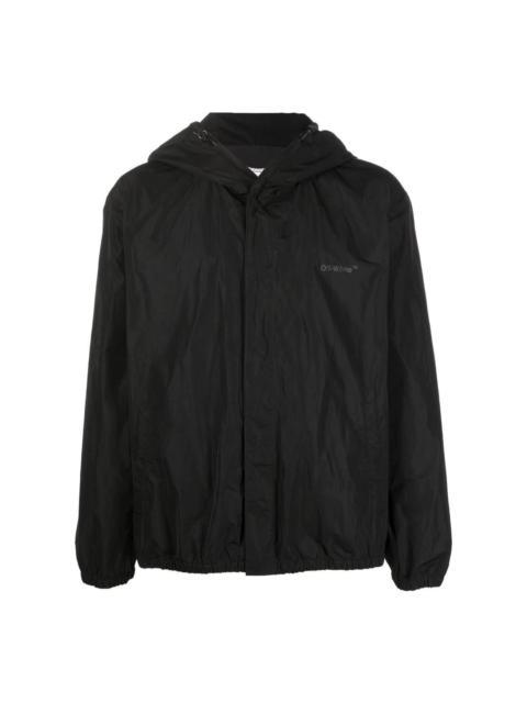 Off-White Men's Off-White FW22 Back Classic Logo Printing Hooded Jacket Ordinary Version Black OMEB035C99FAB00