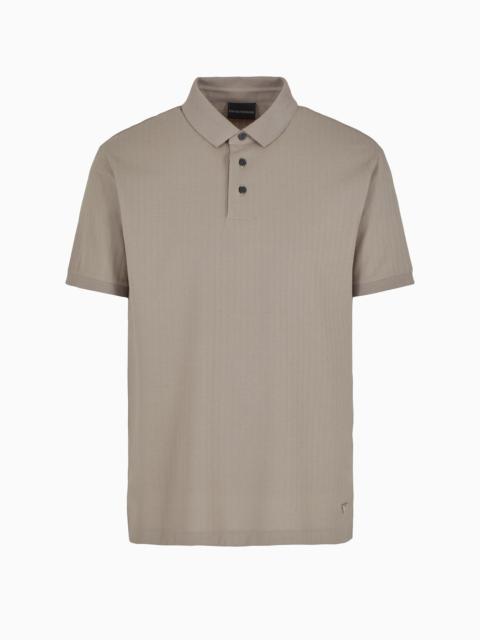 Jacquard-jersey polo shirt with op-art motif