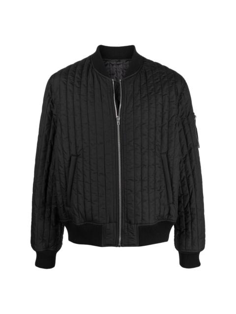 quilted zip-up bomber jacket