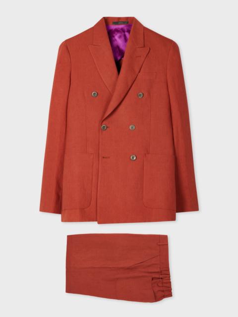 Paul Smith Rust Red Double-Breasted Linen Short Suit