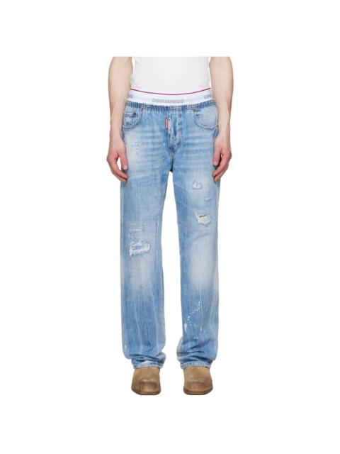 DSQUARED2 Blue Light Wash Jogger Jeans