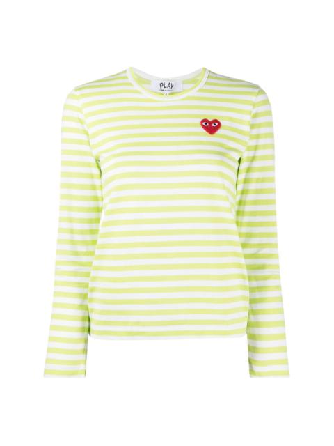 striped embroidered heart top