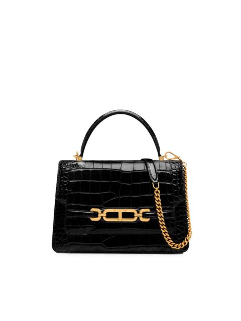 TOM FORD SHINY STAMPED CROCODILE LEATHER WHITNEY MEDIUM TOP HANDLE