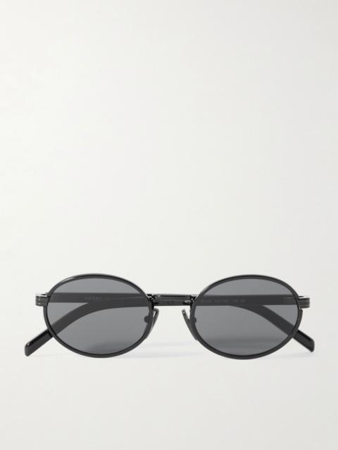 Prada Oval-frame metal sunglasses Black