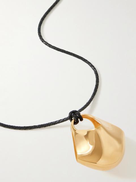 KHAITE Lotus Medium Leather And Gold-plated Necklace