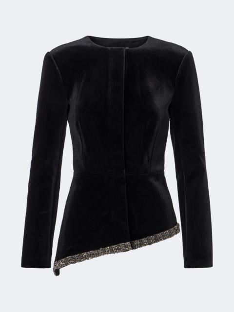 ROLAND MOURET Embellished asymmetric velvet jacket