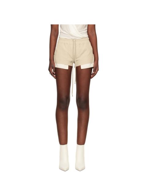 Rick Owens Beige Fog Boxer Leather Shorts