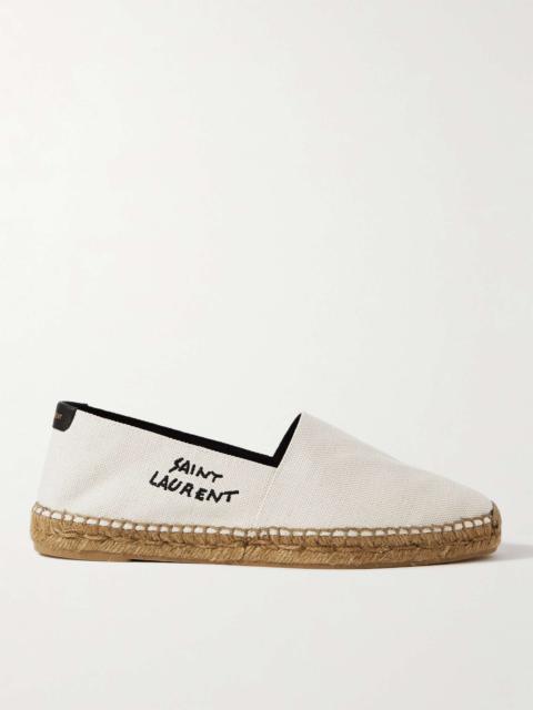 SAINT LAURENT Logo-Embroidered Leopard-Print Canvas Espadrilles