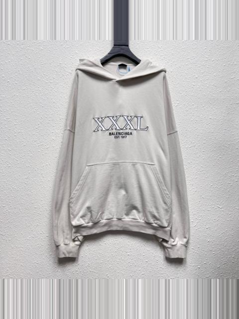 BALENCIAGA Balenciaga Off-White Embroidered Logo Hooded Sweater