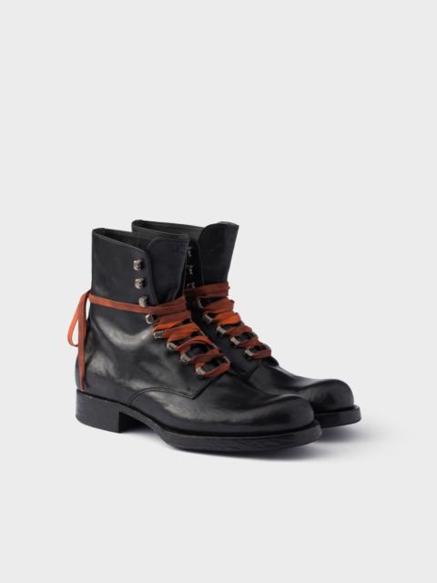 Prada Leather laced booties