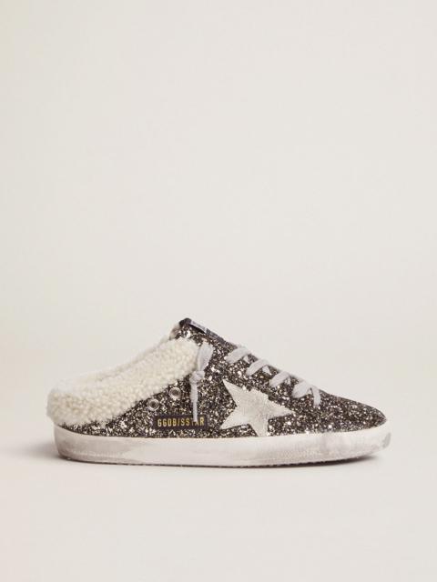 Super-Star sabot-style sneakers with glitter and shearling lining