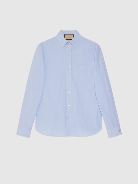 GUCCI Striped cotton shirt with embroidery