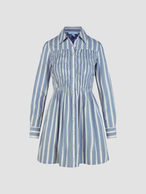 Hill House Home Women's The Mira Dress - Coln Ticking Stripe Dusty Blue