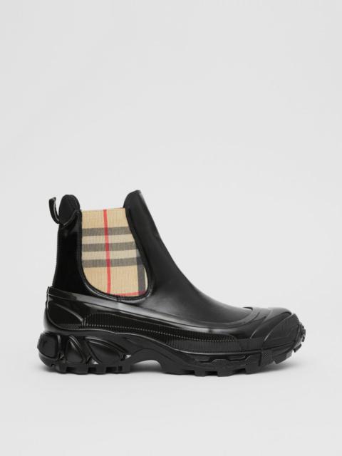 Burberry Vintage Check Detail Coated Canvas Chelsea Boots
