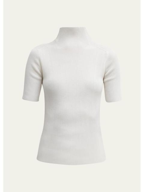 Lafayette 148 New York Ribbed Mock-Neck Sweater