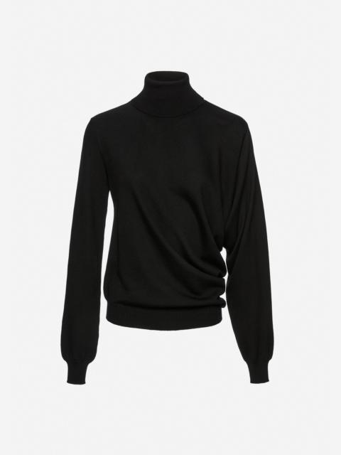 MAGDA BUTRYM Wool draped turtleneck in black