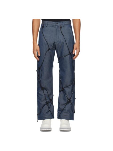 WHO DECIDES WAR Blue add Edition Padded Denim Trousers