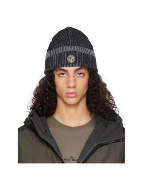 Stone Island Gray Contrast Knitted Badge Beanie