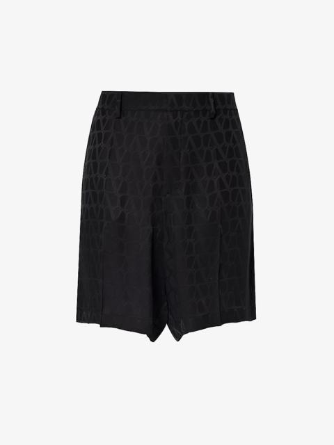 VLOGO jacquard-pattern silk shorts