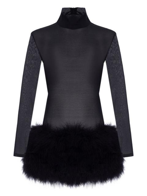 THE NEW ARRIVALS ILKYAZ OZEL Elly In Mystere feather-trimmed mini dress