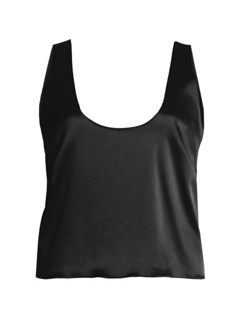 LESET Barb Satin Tank Top black
