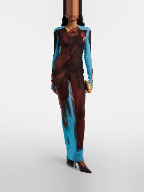 Jean Paul Gaultier Printed sheer maxi dress