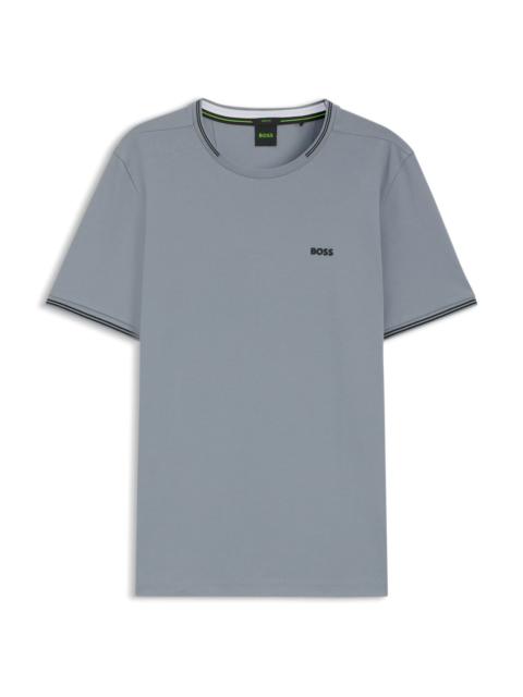 BOSS STRETCH-COTTON T-SHIRT WITH STRIPES AND LOGO
