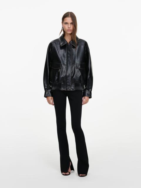 self-portrait Black Oversized Faux Leather Jacket