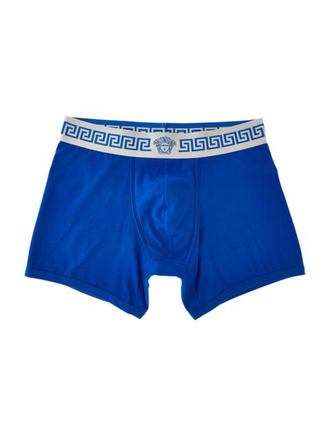 VERSACE Men's Greca Medusa-Head Jersey Boxer Brief - Electric Blue