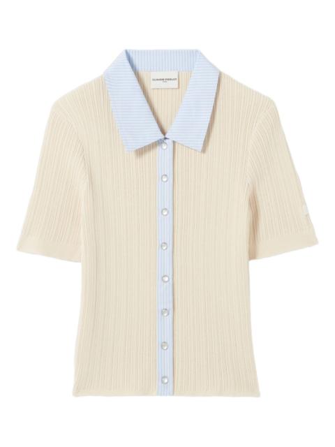 button-fastening collar shirt