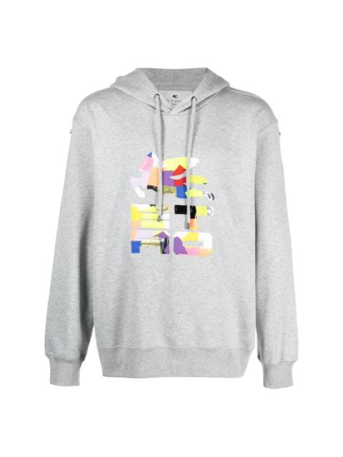 patchwork logo-print rib-trimmed hoodie