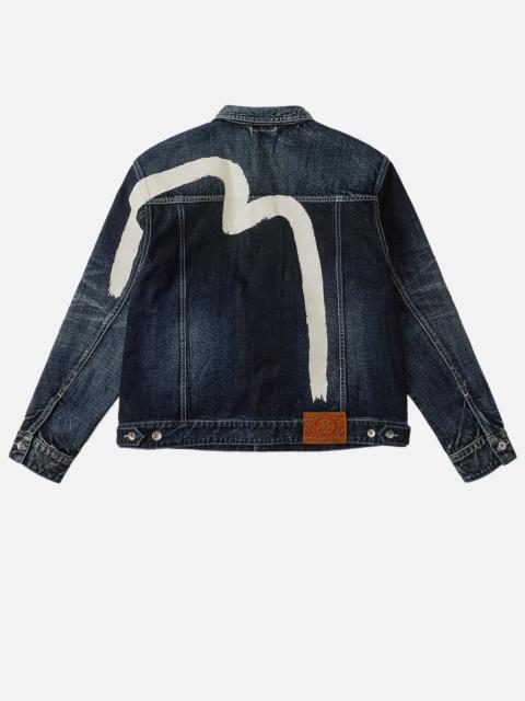 EVISU Hand Brush Printed Daicock Denim Jacket