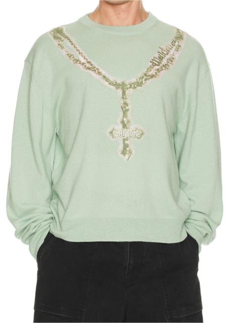 We11done Pearl Logo Necklace Print Pullover