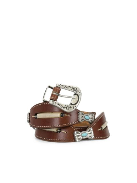 FORTELA Tina bead-embellished leather belt
