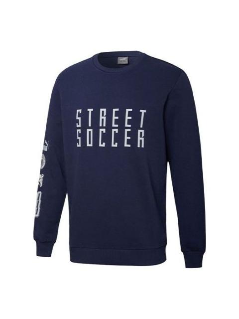 PUMA PUMA Mcfc Street Soccer Crew Alphabet Printing Soccer/Football Round Neck Pullover Blue 758803-22