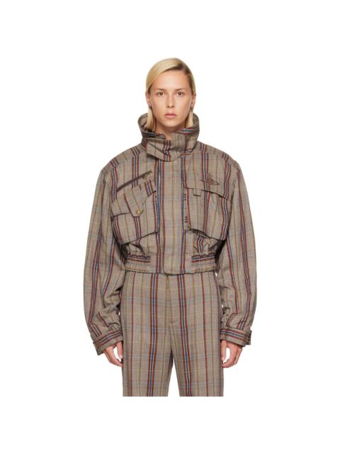 Vivienne Westwood Taupe Memphis Cropped Bomber Jacket
