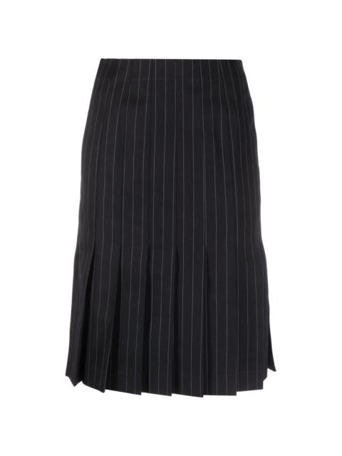 pinstriped pleated midi skirt