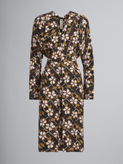 Marni VISCOSE SATIN DRESS WITH LONG KIMONO SLEEVES