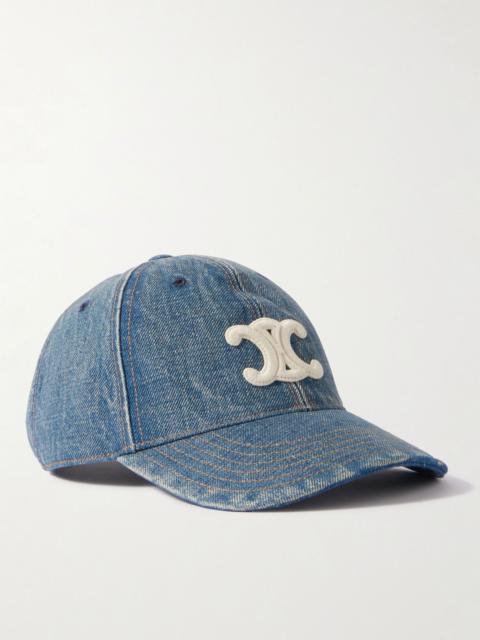 CELINE Logo-Appliquéd Denim Baseball Cap Blue