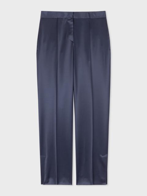 Paul Smith Navy Satin Kick Flare Trousers