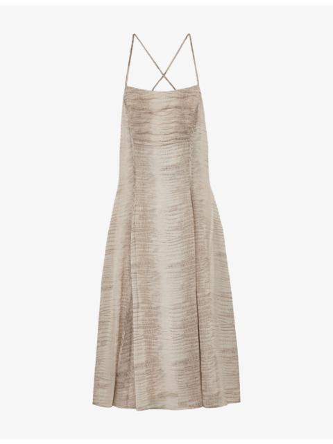 REISS Eloise Snake-Print Woven Midi Beach Dress