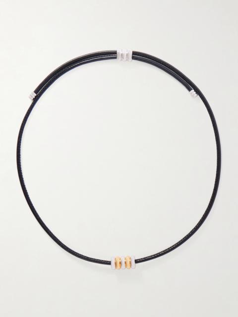 DÉHANCHE Hollyhock Beaded Gold And Silver-toned Leather Necklace